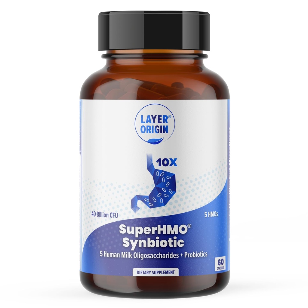 层源超HMO:含有5个HMO Prebiotics和40亿CFU Probiotics的共生卡普尔,60个计数