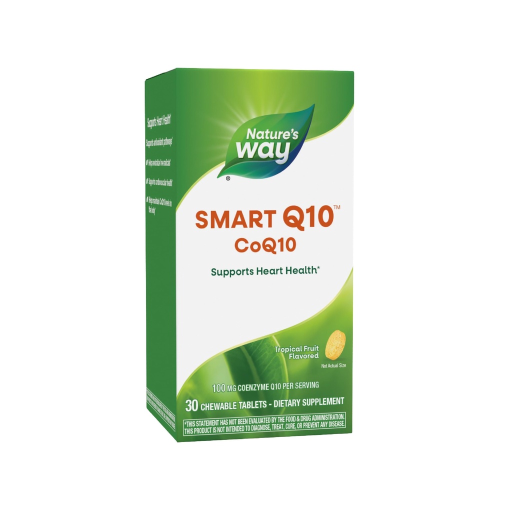 Nature's Way SMART Q10 CoQ10,支持心脏健康和细胞能量*,热带水果燃烧,每服100毫克,30块可切片(包装5月Vary)
