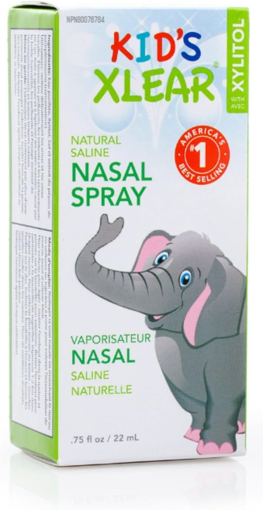 Xlear Natural Xylitol Saline Nasray for Kids - Daily Decongestant, Nose Moisturizer, 0.75 fl oz (Pack of 1) (英语).