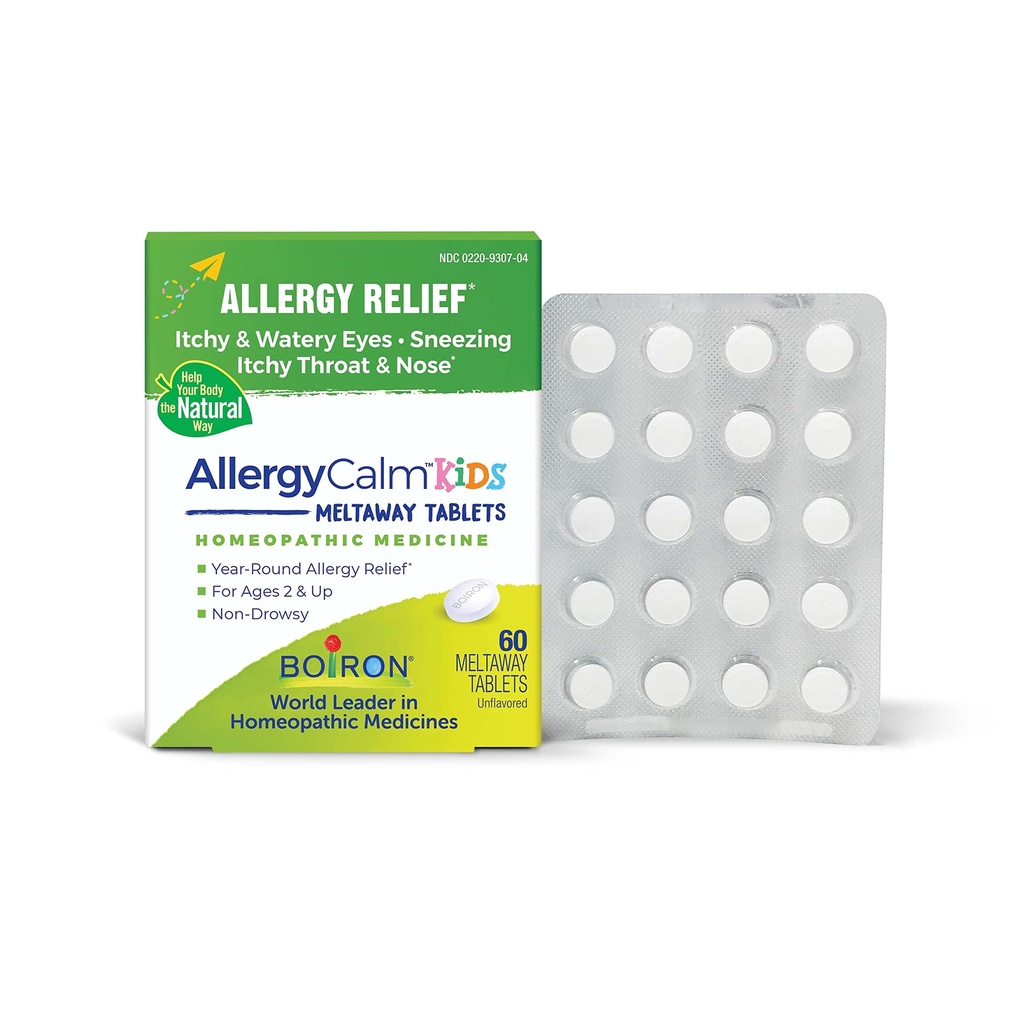 Boiron AllergyCalm儿童缓解过敏症和Hay Fever症状的喷嚏、Runny Nose和痒眼或喉咙-60个