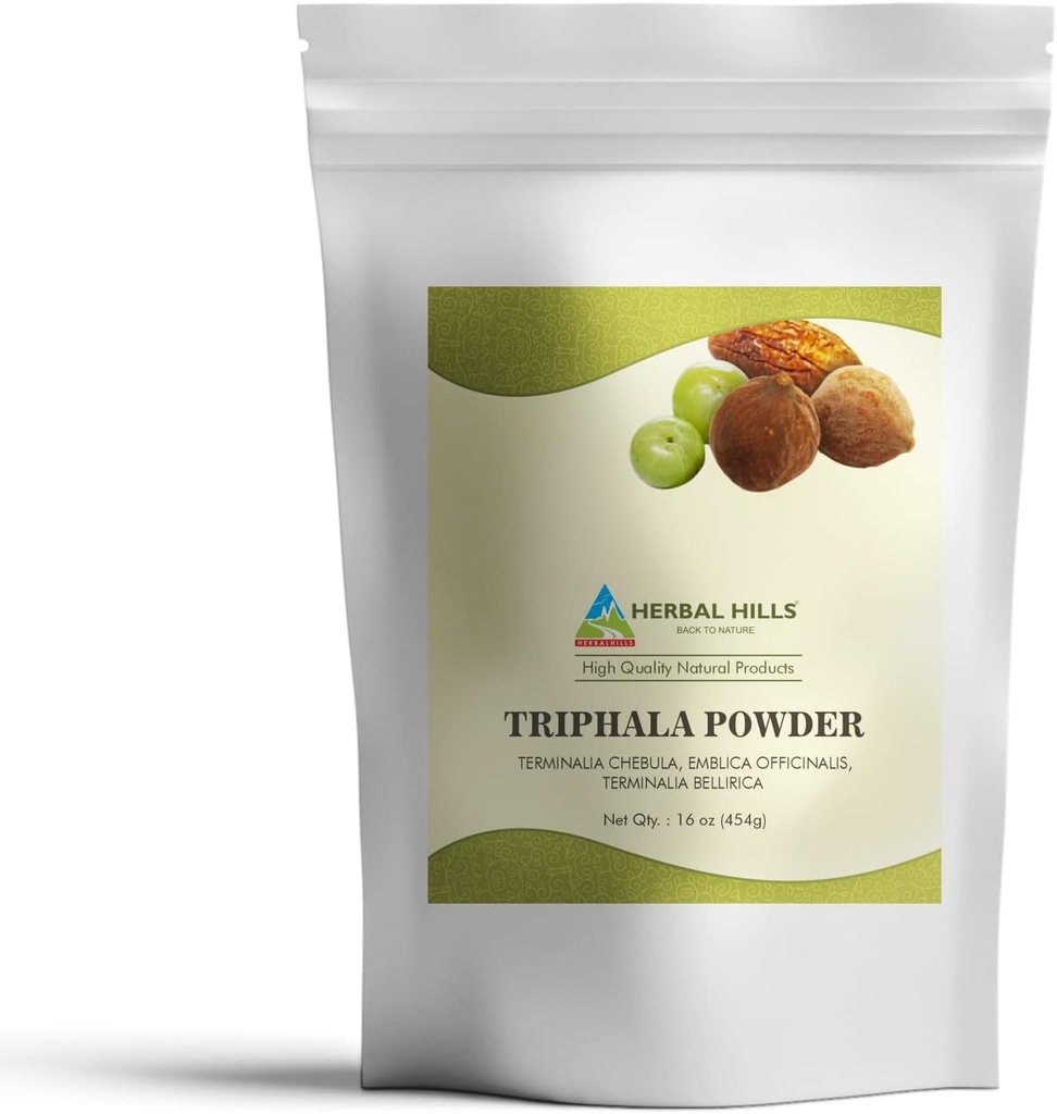 HERBAL HILLS Triphala Powder 16 Oz(454 GMS) Amla Haritaki & Bibhitaki的公式(1英镑(一包))