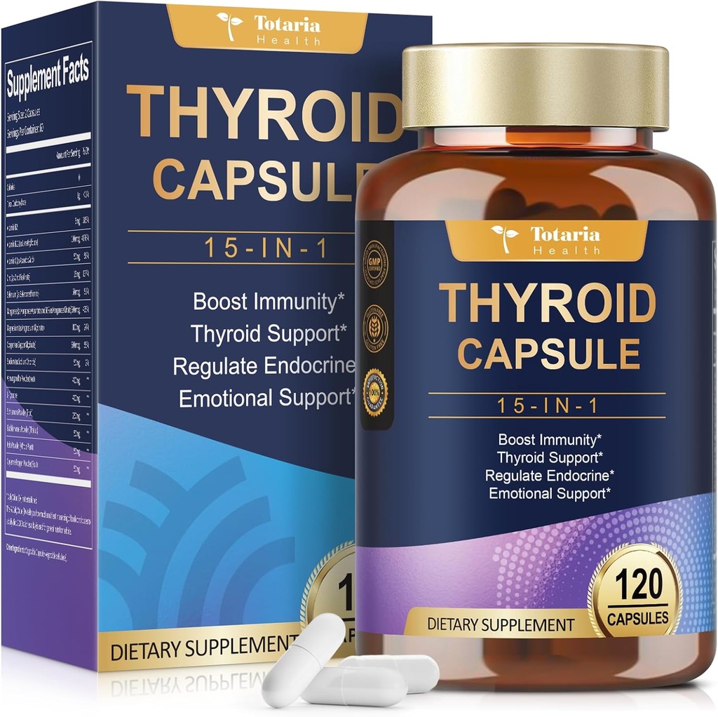 甲状腺素支持女性与人 Complex Capsules - 碘酸甲状腺素补充剂 L Tyrosine Bladderwrack Kelp Ashwagandha Selenium 补充剂 - Mood增强能量 Blance 甲状腺素水平