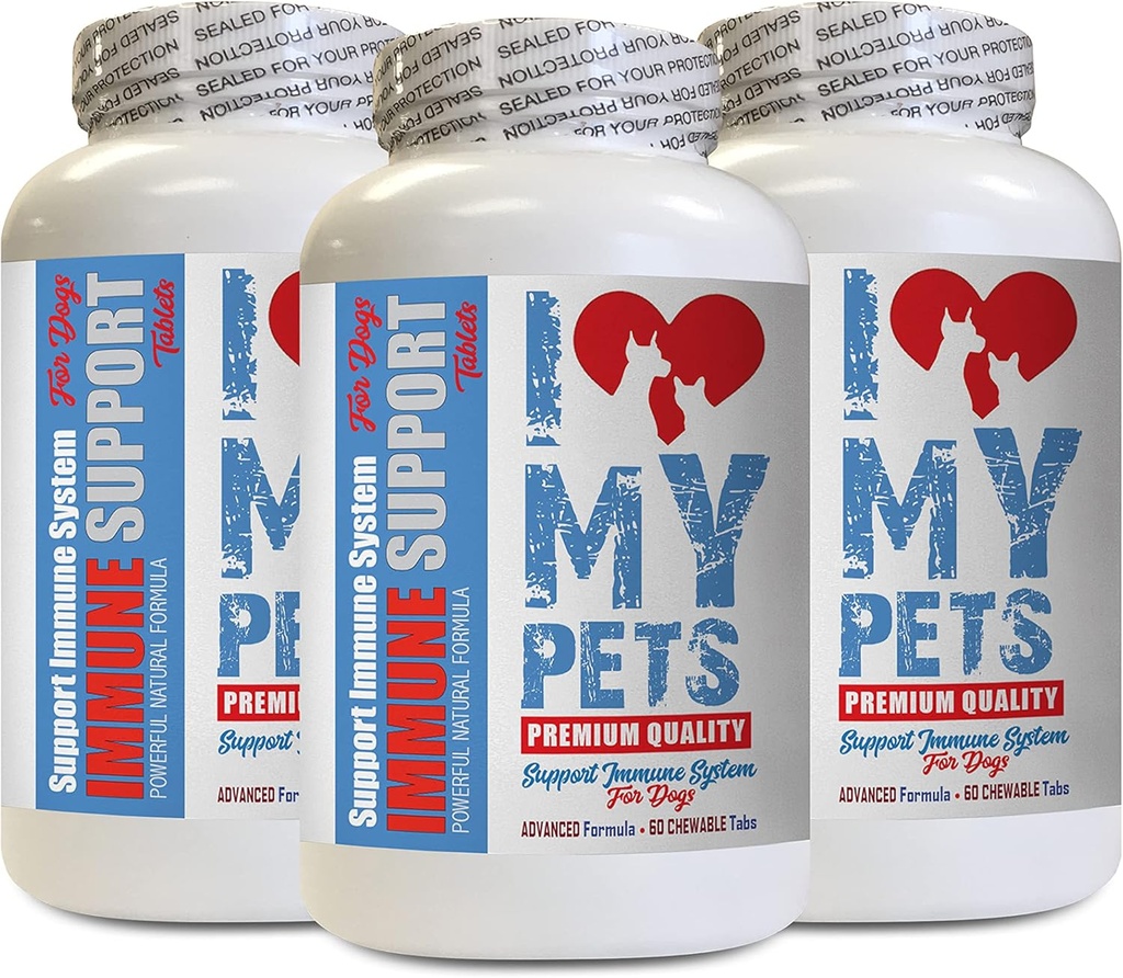 狗过敏 咀嚼 - 狗免疫支持 - 助推 - 健康 PET - 补充 - 狗的食液 - 180 治疗(3瓶)