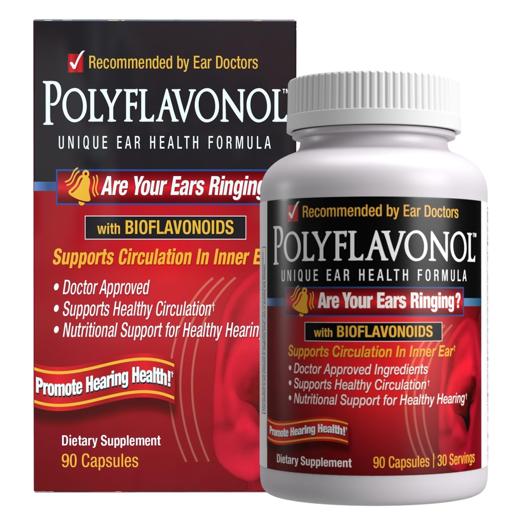 Polyflavonol with Bioflavonoids, Tinnitus Relief, Unique Ear健康公式,环耳支持,支持内耳的流通,促进听力健康,90 Capsule, 30个服务
