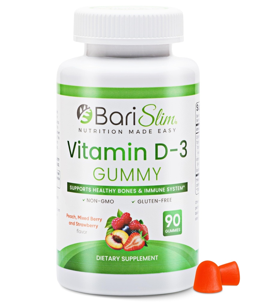 BariSlim Bariatric 维生素D-3 Gummys - 为体重损失外科手术后患者专门配制的Gummy Vitamin - 易于文摘和大口味果汁 - 90 果汁