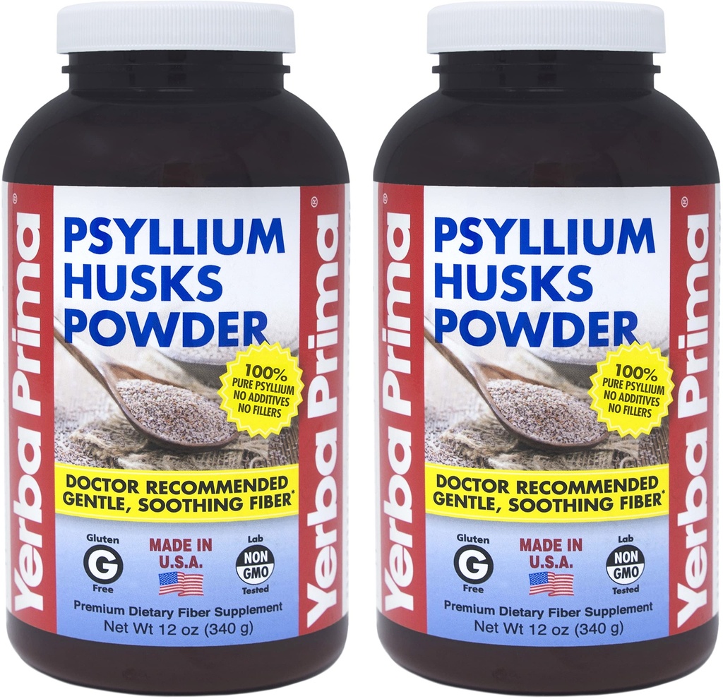 Yerba Prima Psyllium Husk粉 12 oz(包2) - 天然纤维补充剂