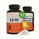 Live Agency Vitamin K2 MK7 配有 D3 Supplement QQ Bone & Heart Health Support - 具有专利的维生素K & Vitamin D35000 IU - 60 Softgels