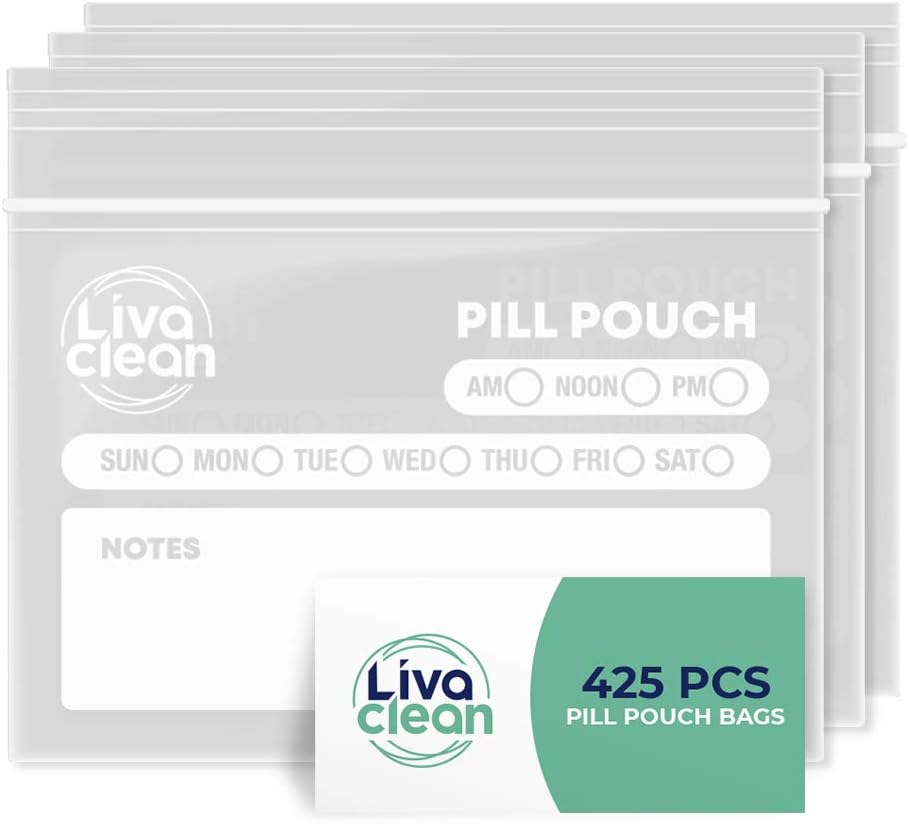 LivaClean 425 Pack 升级厚度药丸袋用于旅行 - 药袋,药袋用于旅行