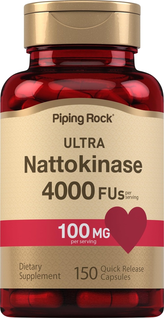 Pipping Rock Nattokinase Supplement 4000 FU | 100mg | 150 Capsules | 非GMO, Gluten Free  Pip