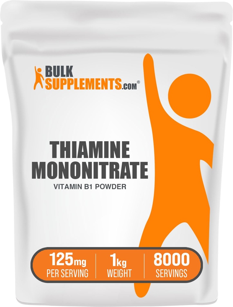 Bulk 补编.com 锡亚胺单硝酸盐粉 - 维生素B1粉,锡亚胺B1 补充剂 - B1 维生素,无葡萄糖,每服125毫克,5kg(11磅)(包5)