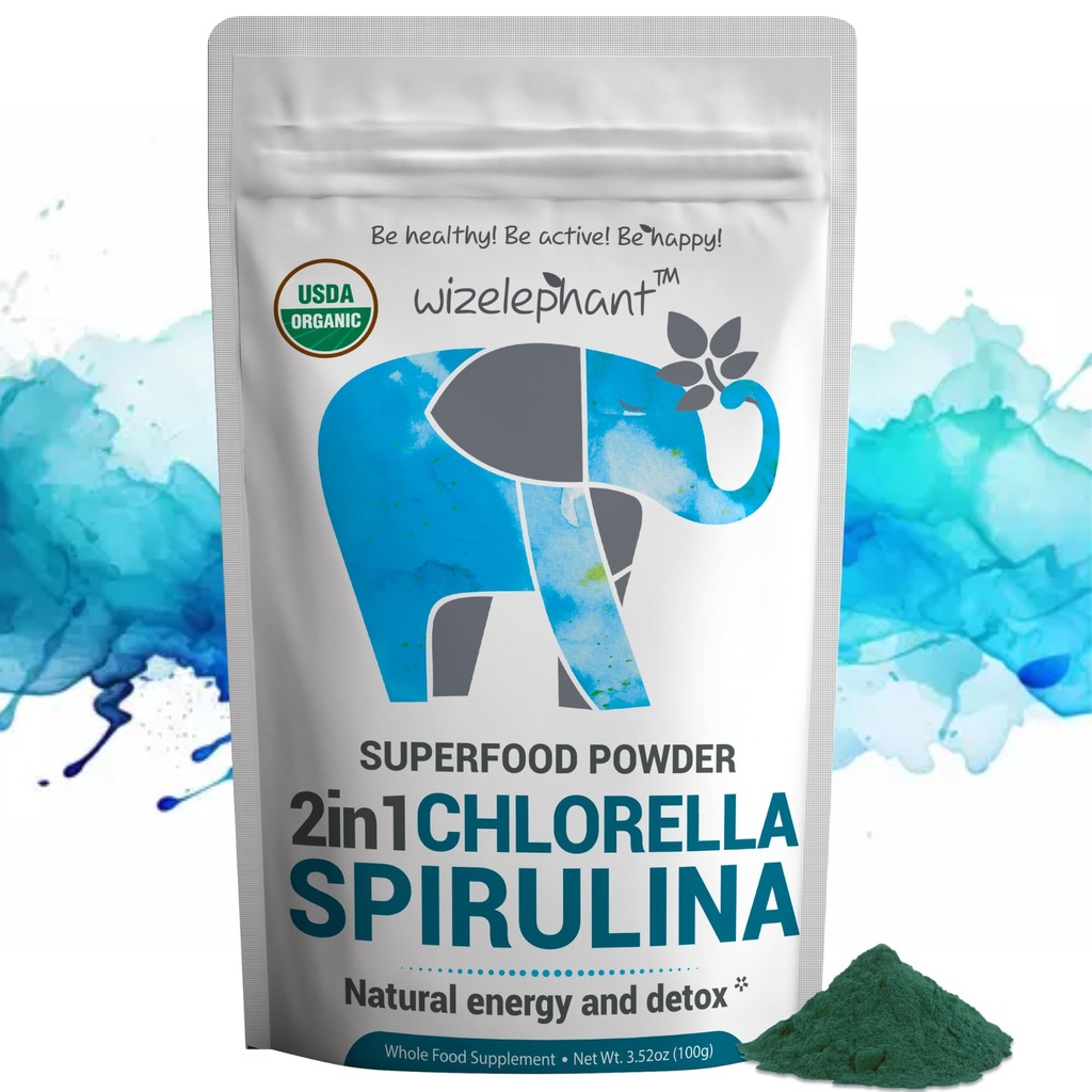 氯草原蛋白(Chlorella Spirulina) 有机体 超级绿地粉和滑冰混合体 富含氯草原,用于免疫支持和能源