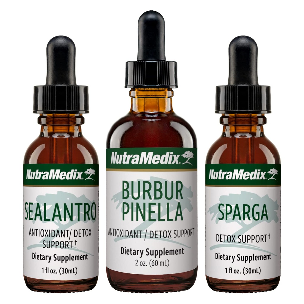 NutraMedix 解毒支持包 - Sealantro(Chlorella, Cilantro Leaf & Pacific Cold-Water Red Seawed),Sparga(Astragalus) & Burbur Pinella 解毒支持包 - 3-Piece Set