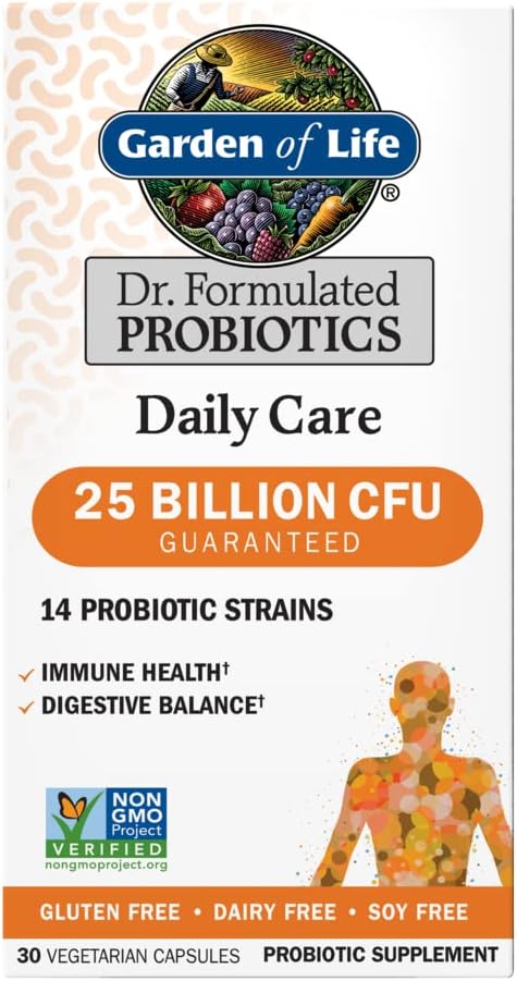 生活花园 配制的抗生素 每日护理 30 Capsules 25亿 CPU 14 Strains Immune 健康 消化平衡, Gluten Free, Soy Free