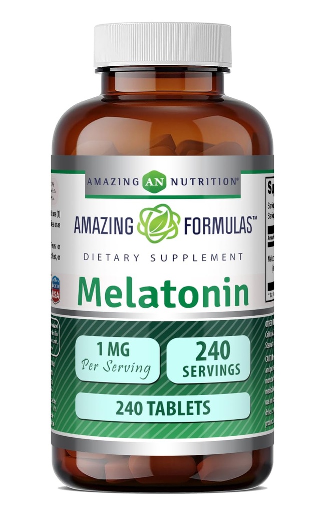 神奇公式 Melatonin 1 Mg 平板(非转基因生物,Gluten Free) - 自然睡眠援助补充品的最佳选择 - 促进平静和放松效果 - 240平板 - 适合蔬菜