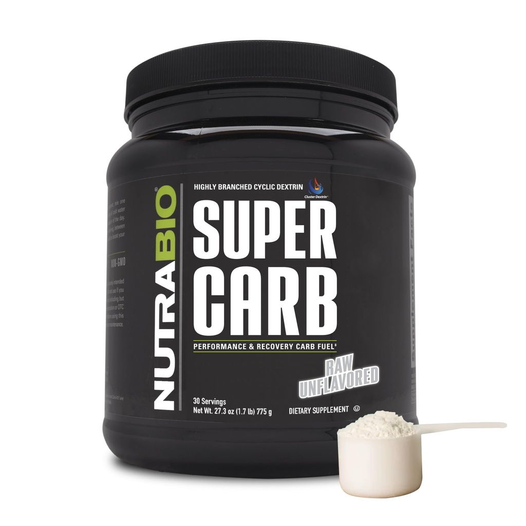 NutraBio Super Carb,碳水化合物粉末加聚Dextrin & Electrolytes,高级Carb 补充粉末用于锻炼燃料,性能,和肌肉恢复,Cyclic Dextrin,Unflavored,30 Sv