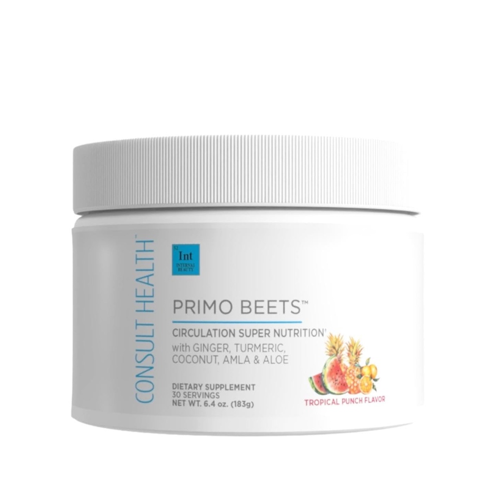 咨询健康 Primo Beets - 甜菜根粉饮与电解质混合 - 支持循环的硝酸盐 - 能源靴 - 姜汁和涡轮 - 男女 - 热带冲锋枪 - 30次服务
