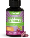 Beet Root Capsules 1000 mg Perference, 支持硝氧生产与血压, 配有黑椒抽取, 非GMO, Gluten Free, Vegan - 60 Counts