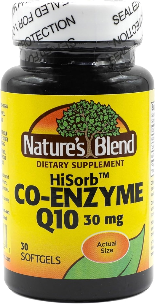 Nature's Blend Hisorb CoQ10 30mg, 30 Softgels - 心脏健康支持, 水晶自由, 最大生物利用率, 临床证明, Gluten- Free, 无人工颜色或火焰, 饮食补充