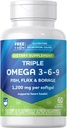 红外援三重奏 Omega 3, 6, 9 Softgels - 60 Counter Fish Oil to Support a Health Heart, DHA and EPA, Flaxseed and Borage Oil (英语).