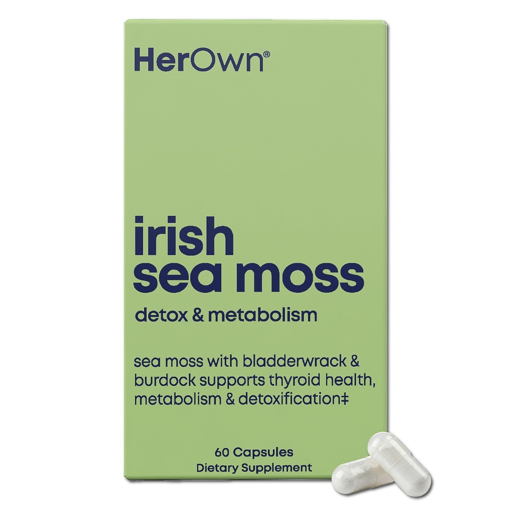 她自己的爱尔兰海 Moss Capsules, Burdock Root, Bladderwrack, 解毒,代谢, Immune支持, 皮肤健康, 自然联合支持, 矿物质营养丰富的超级食品高分, 60 Counter