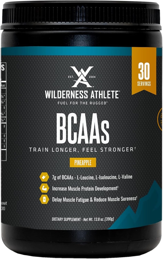Wilderness Athlete - BCAAs - 分支链氨酸粉 - 男女基本氨酸补充剂 - 最佳氨酸复合剂(菠萝)的BCAA补充剂