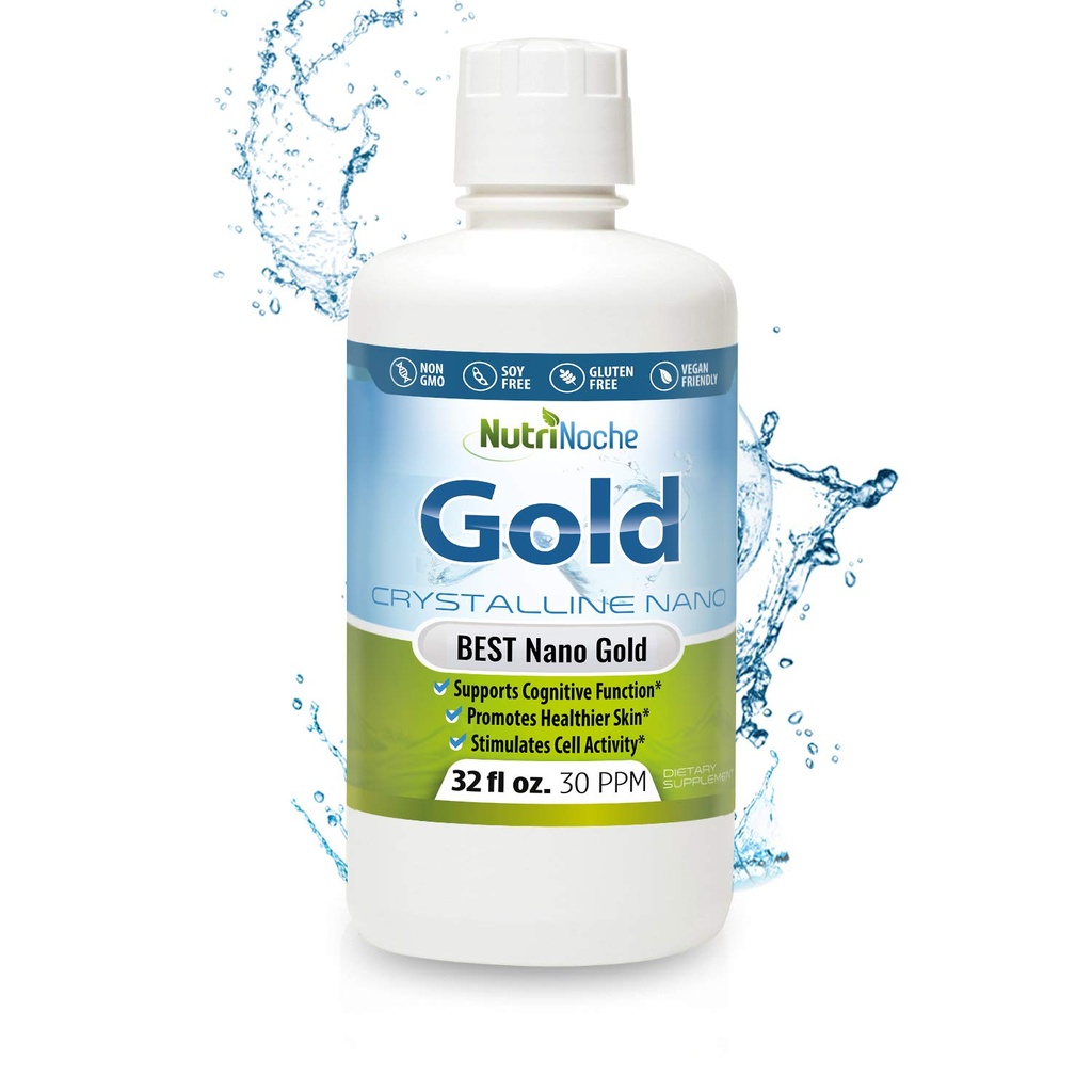 由 Nutrinoche 制作的合金液体有机补充 - 100% 纯纳米金矿 - 支持精神清晰度,焦点和放松 - 32 oz瓶 - Vegan, Gluten - Free - Crystline - 30 ppm