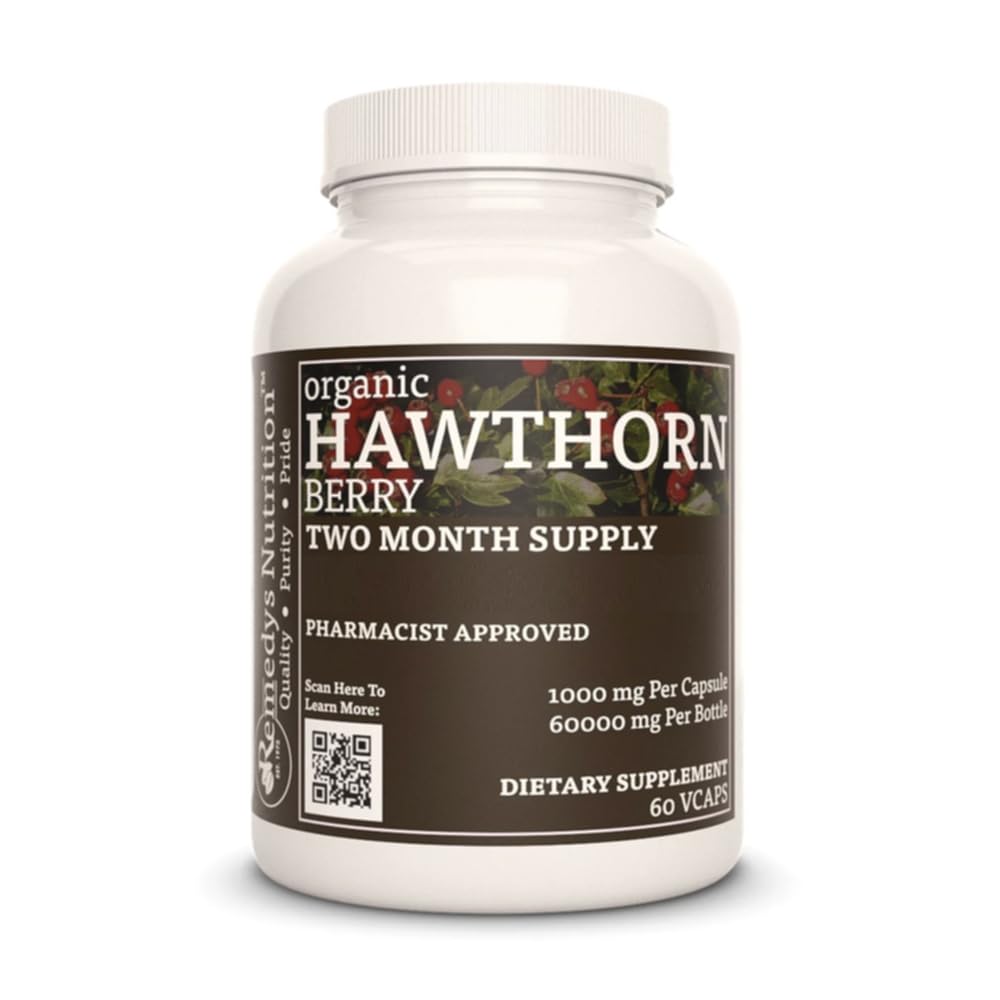补救措施 Hawthorn Berry 1,000 mg, 60 Vegan Capsules 草药营养补充 → 两个月供应