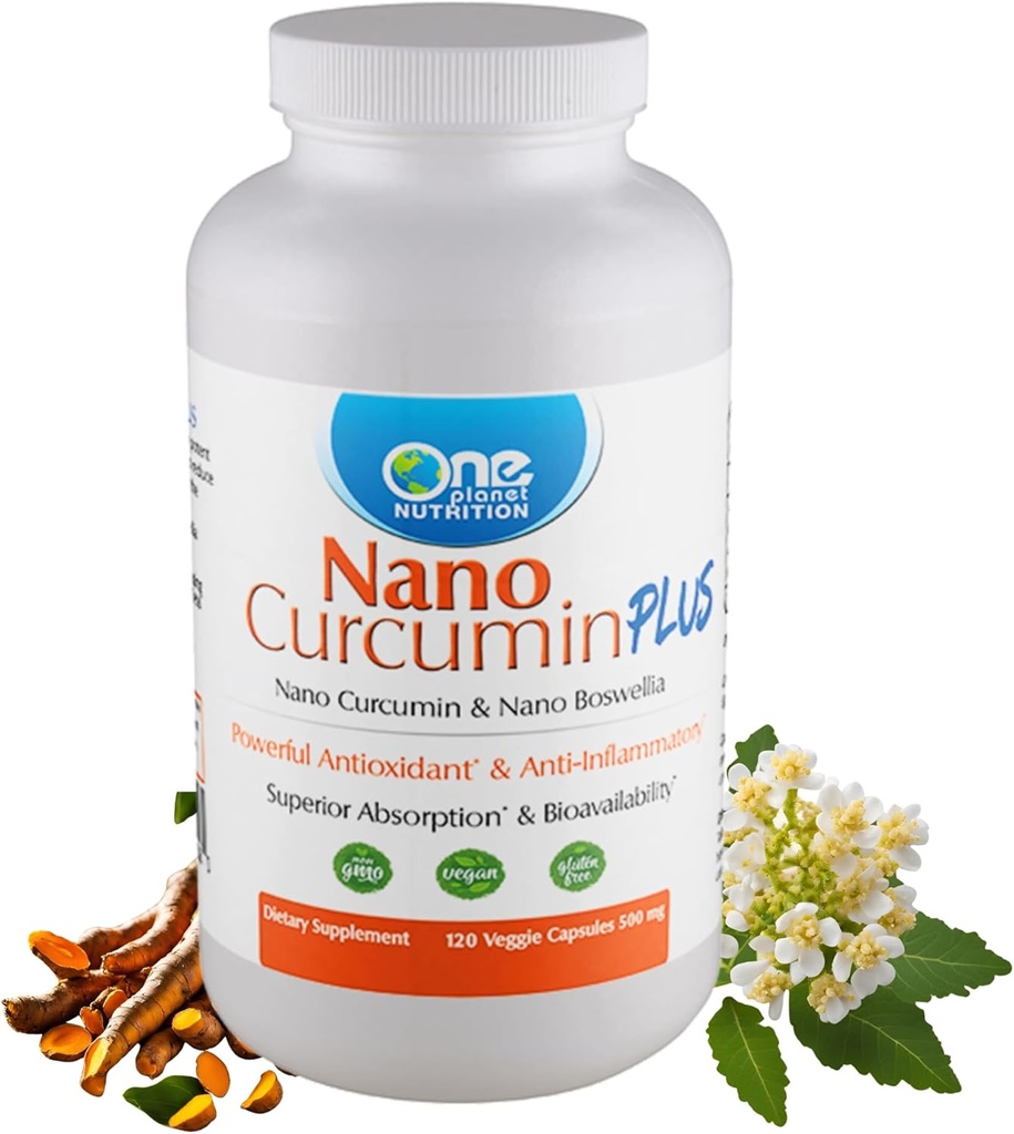 1个行星营养纳诺Curcumin+500 mg Veggie Capsules(240人服役)、纳诺Curcumin和Boswellia共同促进高吸收、支持联合和免疫健康、非GMO、Vegan、Gluten-Free