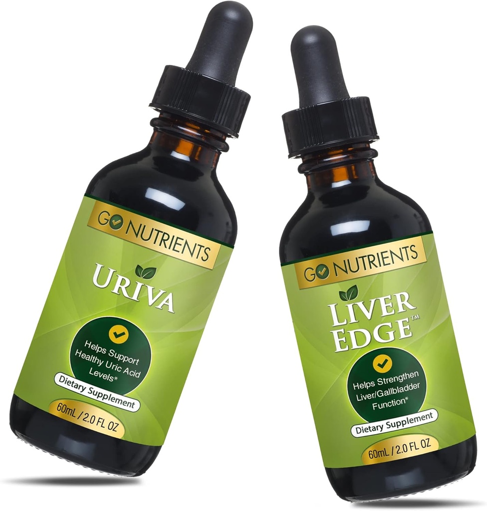 Go Nutrients Uriva & Liver Edge → Liver Cleanse & Advanced Liver Liquid Drops 补充Uric酸支持,用于健康铀酸水平 帮助缓解不适和肌肉疼痛