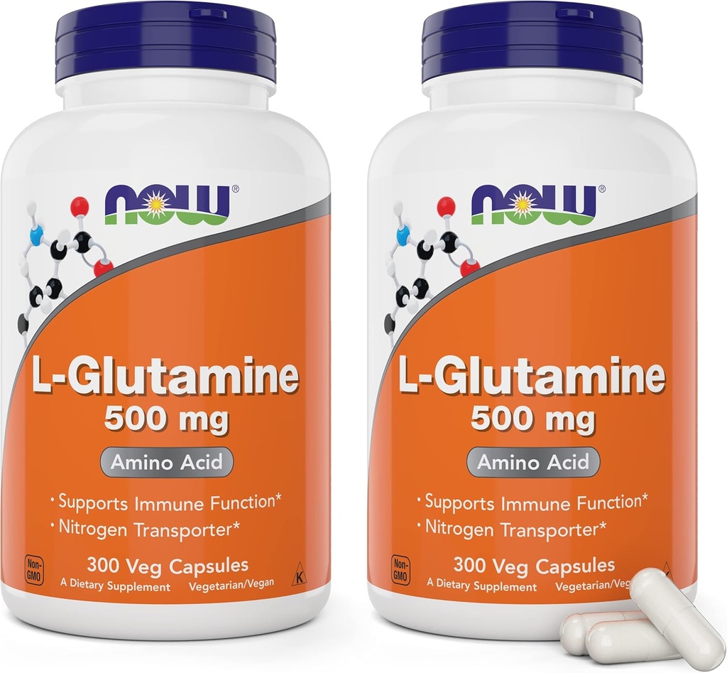 现在L-Glutamine 500mg 300 Veg Capsules (Pack of 2) - 非GMO 补充 - Vegan Lglutamine 500 mg Caps