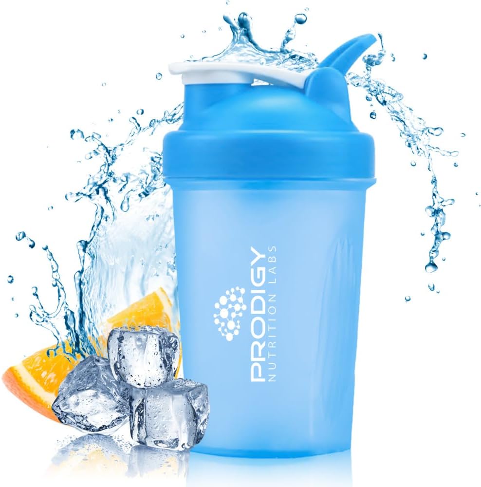 Prodigy营养实验室 Premium Shaker Bottle Perfect for protein Shakes and Pre Workout - 14 Ounce (蓝色)