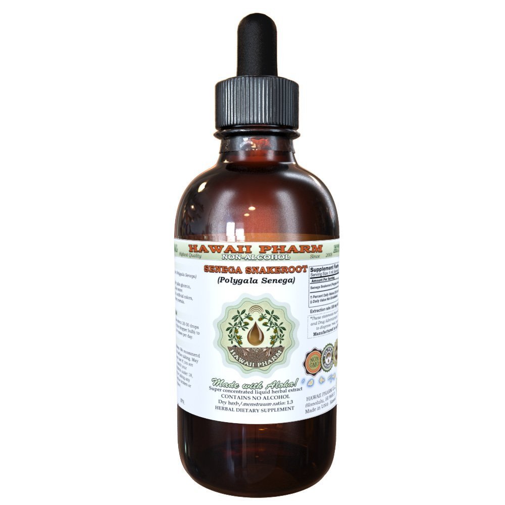 Senega Snakeroot Alcohol-Free Liquid Extract, Senega Snakeroot (Polygala Senega) Dried Root Glycerite Natural Herbal Supplement, Hawaii Pharm, USA 2 fl.oz