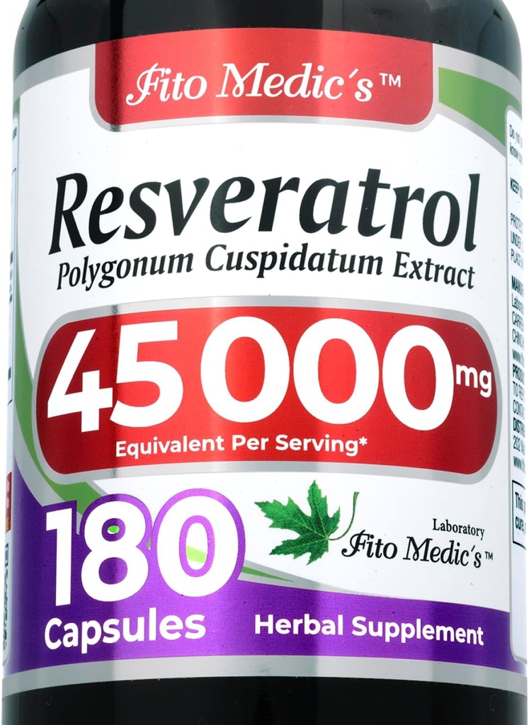 FITO MEDIC的实验室 Resveratrol Resveratrol 补充 Resveratrol Capsules 450 mg 100:1 / 3 Capsule 服务 180 Caps