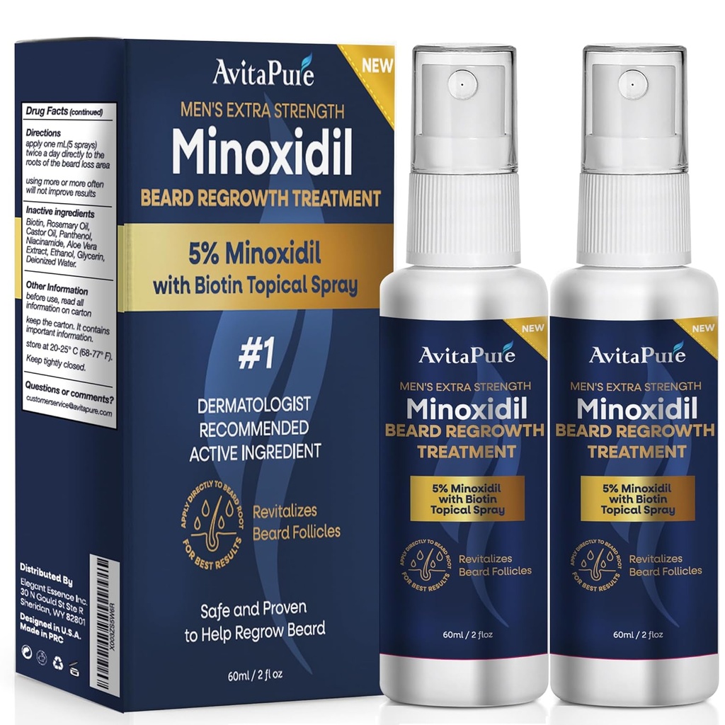 Minoxidil Beard 生长油:用生物锡、超强的Minoxidil 5%的Band 生长液来生长Band & Mustache快速