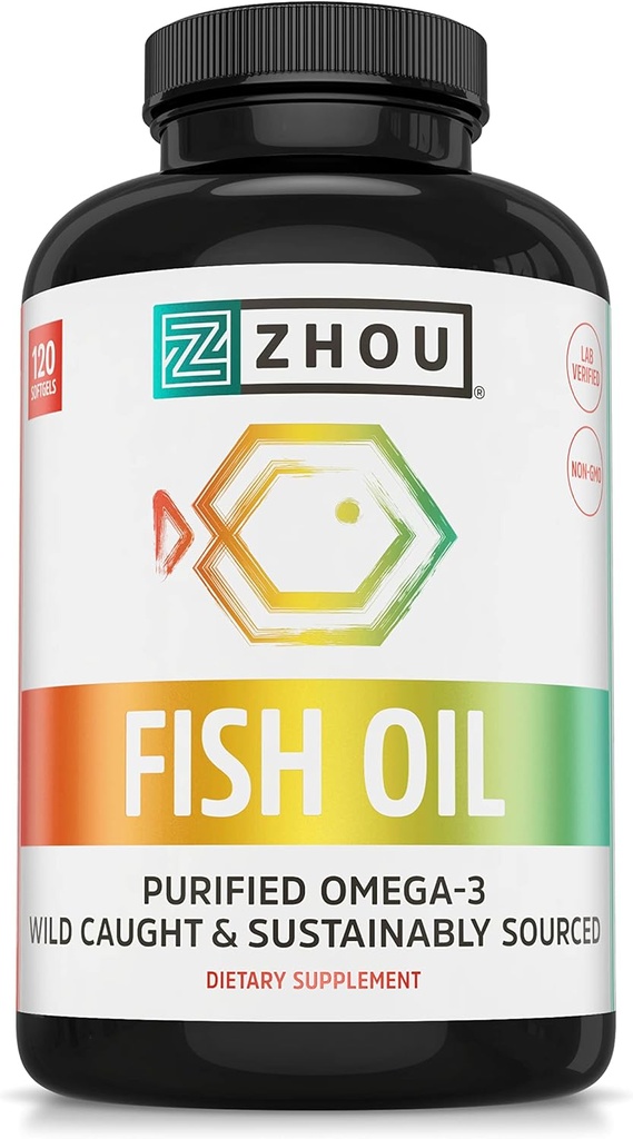 周鱼油——男女鱼油补充,欧米茄3脂肪酸,成人DHA & EPA自然来源,Burpless,纯洁,心脏和联合健康——120软胶