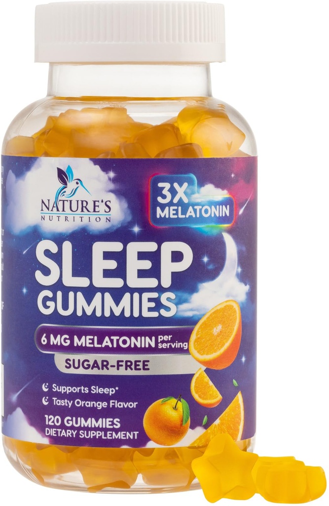 (原始内容存档于2018-09-21) (中文(简体) ). Melatonin Sleep Gummys - Melatonin 6mg Perference - 成人无糖 Melatonin Gummy - 超强睡眠 Gummy 补充 - 支持休息 - 美味橙色Flavor - 120 Gummys