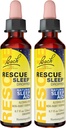 Bach RESCUE 睡眠滴水器、天然睡眠援助、Homopathic Flower Essence、无梅拉图宁、糖、糖、糖、家庭友好、非酒精配方、2包、20mL Ea