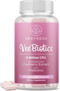 VeeFresh VeeBiotics Cranberry Probiotics for Women - 60 Capsules 配有Prebiotics和Cranberry 配药用于pH平衡和食道控制,促进健康阴道植物和总体健康