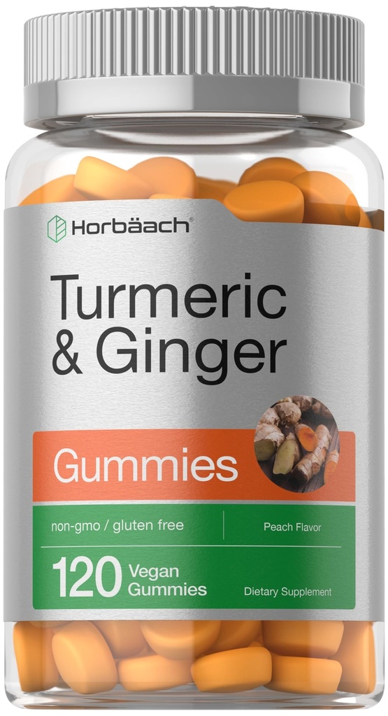Horbäach Turmeric and Ginger Gummys 120 桃花座伯爵 Vegan Non-GMO & Gluten 免费补编