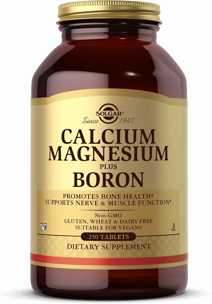 Solgar Calcium Magnesium Plus Boron - 250块平板电脑 - 非GMO,Vegan,Gluten Free,乳品自由,Kosher - 83个服务商