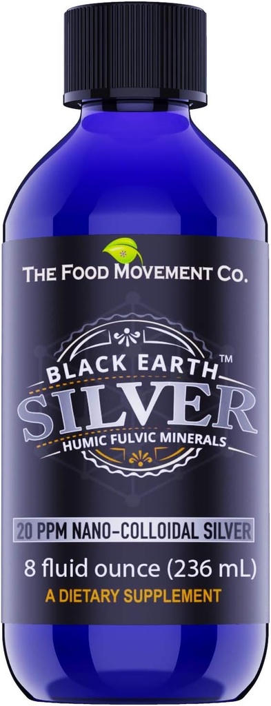 食物运动 黑地球银与胡米克富尔维酸, 追踪矿物支持免疫, Detox, Gut Health – 8 fl oz液滴补充
