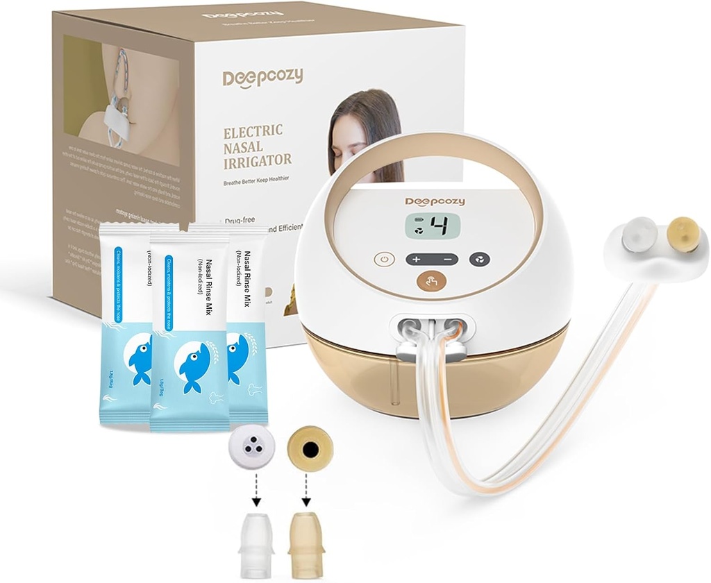 电鼻灌溉系统 Sinus Rinse 机器,装有30个盐包,鼻孔清洁器,用于鼻孔成人,鼻孔荧光系统摄入和运行鼻孔修复器,鼻孔清洁器(Device Auto-Clean)