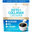 VitaCup Keto + Collagen Coffee Creamer Vanilla Flavor 配有MCT,Collagen蛋白,椰水,L-Thenine 配有 Keto 饮食,用于咖啡,平滑,和摇摆,无乳品,无胶,无豆,10oz