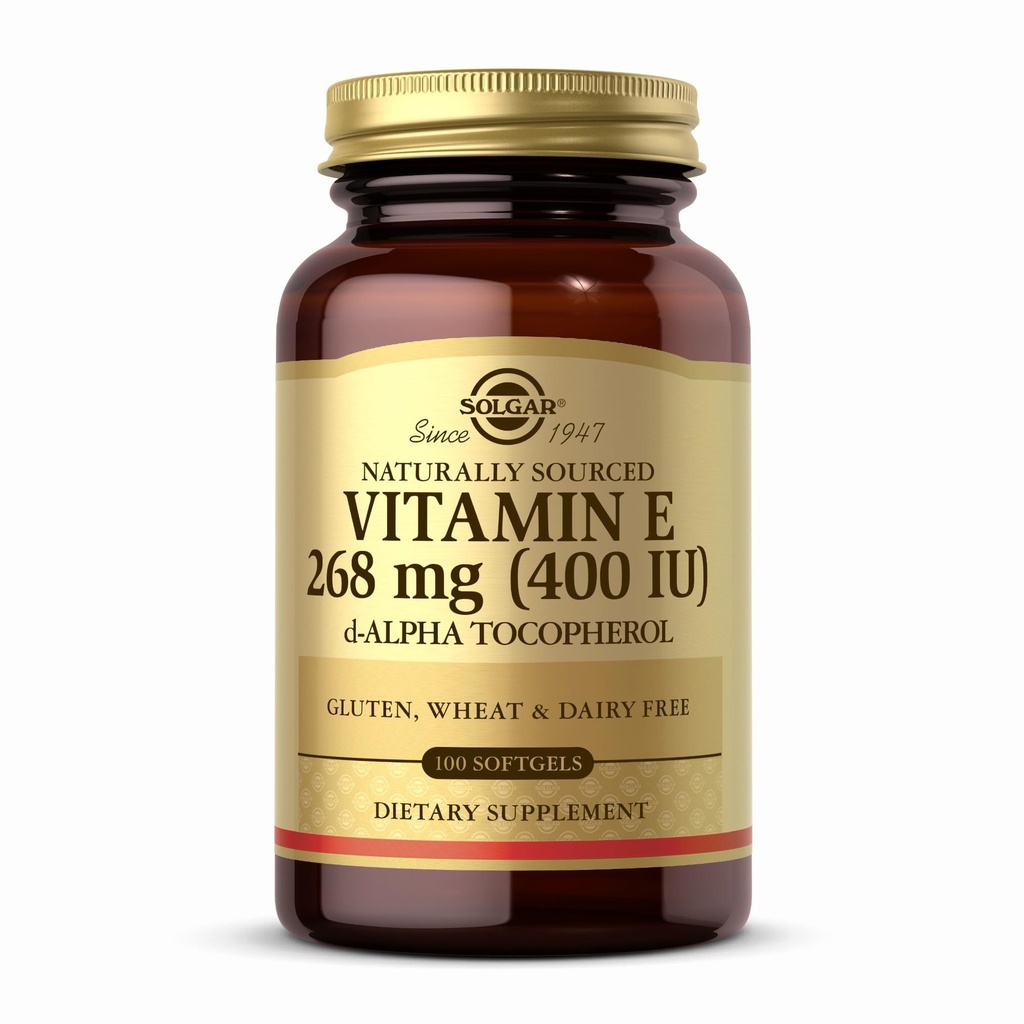 Solgar维生素E 268 mg(400 IU) - 100 Softgels - 天然来源维生素E作为d-Alpha Tocopherol - Gluten Free, 奶制品 Free - 100 services