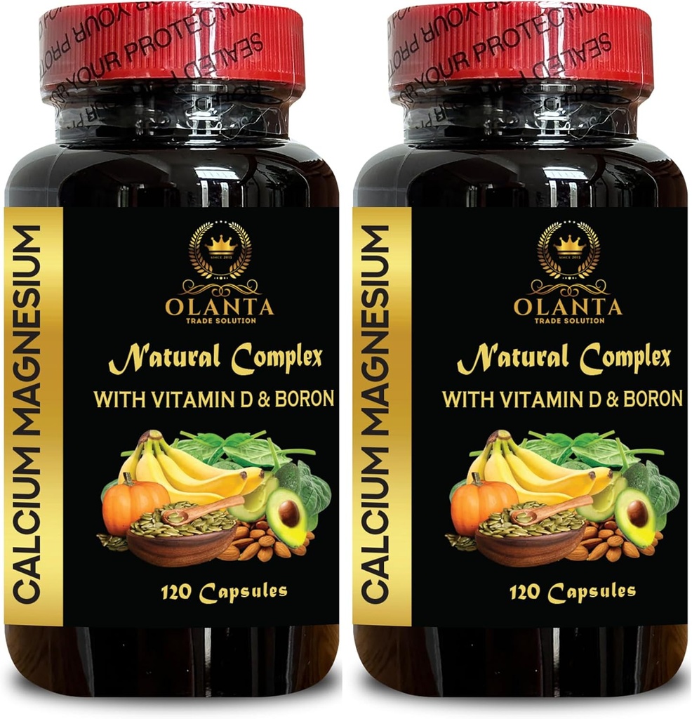 镁钙补充剂 - 肌肉放松,钙 与维生素D,镁,和Manganese, Phosporus Gluten Free, 非转基因生物 - 2瓶240卡普尔