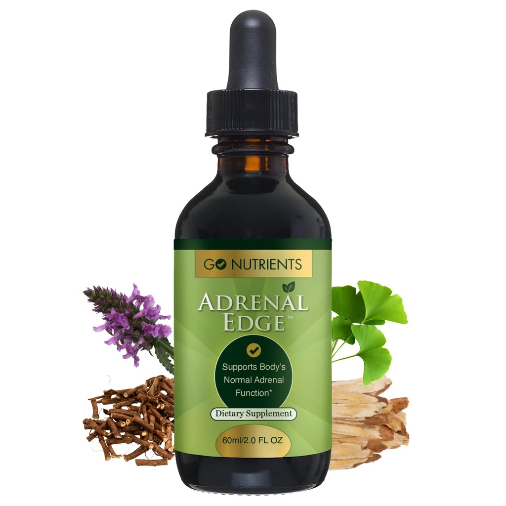 Go Nutrients Adrenal Edge – Cortisol管理和压力救济的肾上腺支持补充药 – 液化草药促进妇女健康,关注和促进休息 2 oz