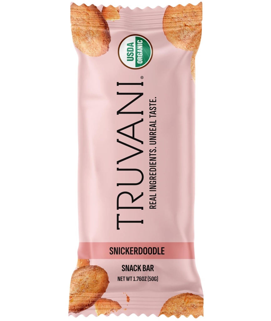 Truvani Plant 厂基小吃棒 | Snickerdoodle 1 Pack | 5g 蛋白质 | USDA Organization and Vegan | The Only Bar | 乳业,大豆,和 Gluten Free | 个人包装