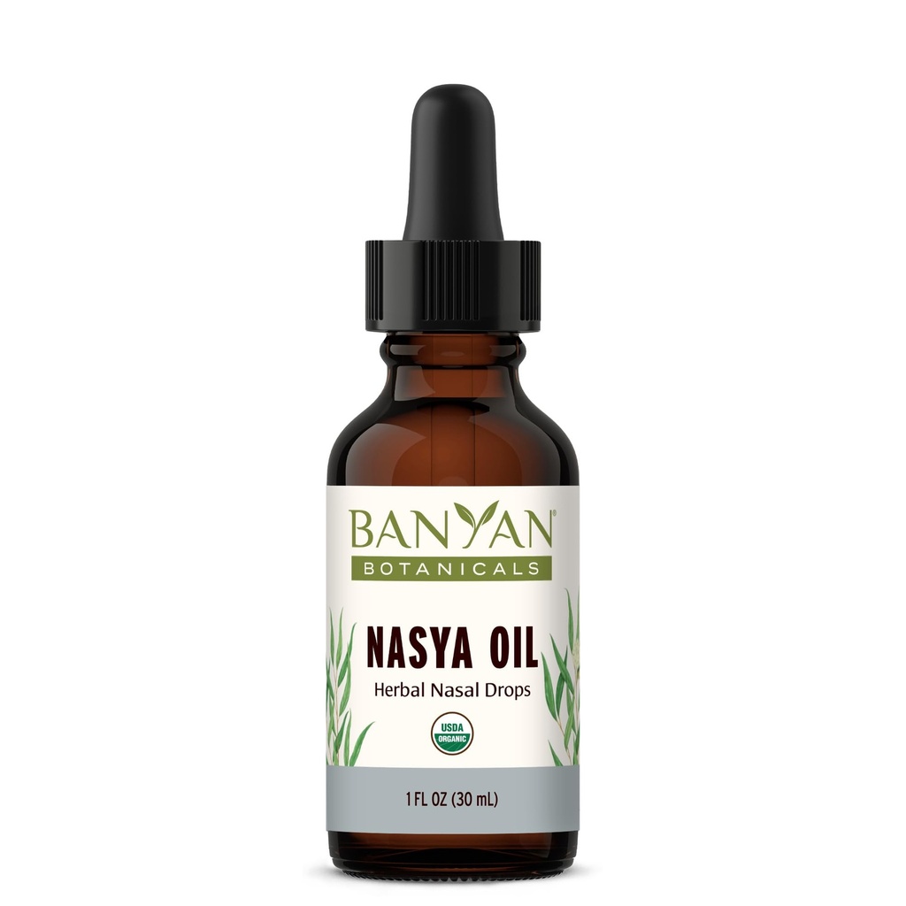 Banyan植物学 Nasya Oil – 有机草原鼻液用于清呼吸 – Ayurvedic 鼻液净化剂和鼻液净化剂 *– One Fluid Ounce – 认证有机,非转基因生物,化学无