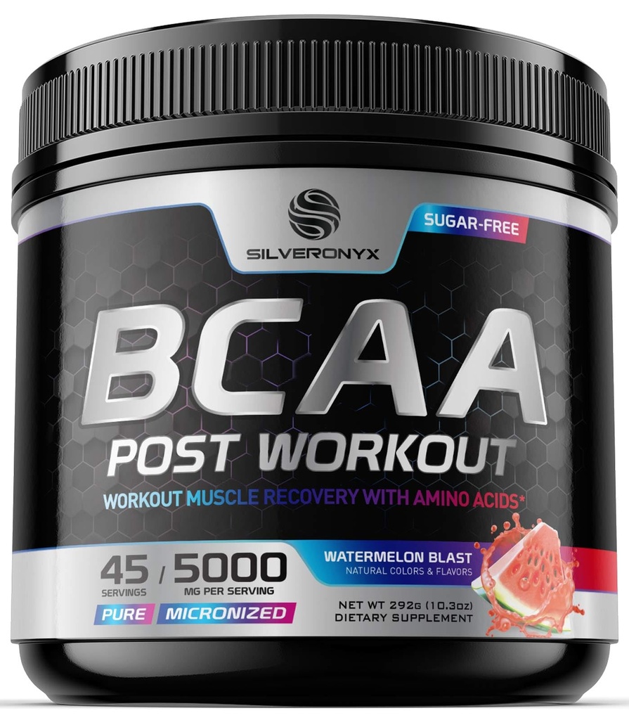 工作后恢复粉末加BCAA - 超强肌肉恢复 饮用与L-Glutamine & 氨基酸的混合剂 - 工作后无糖水解粉补充剂 - 西瓜爆破 - 45种