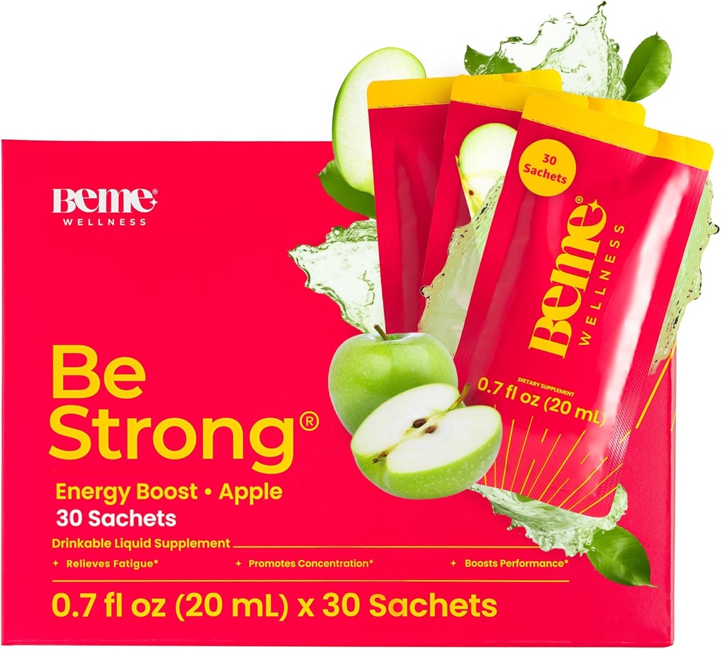 BeMe Vitamin B12 液体射击,Bestrog - 维生素B 12 可饮液体补充剂支持能量助推,焦点,和浓度 - Guarana, Taurine, & Colagen 补充剂促进恢复(30 Sachets)
